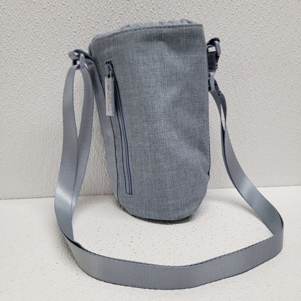 Vera Bradley Lighten Up Water Bottle Crossbody Bag Zen Gray NWOT Denim Blue